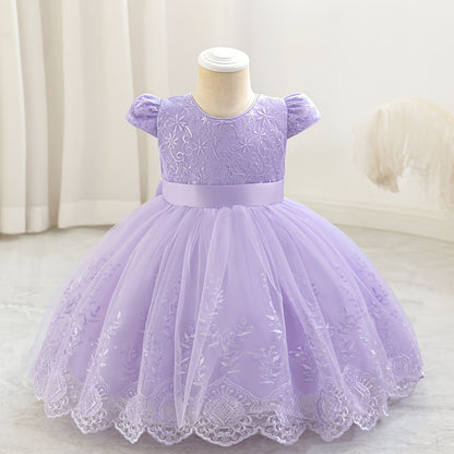 Robe de princesse pour enfants, robe d'anniversaire avec grand nœud, jupe tutu, robe brodée pour filles, robe de saison des mariages, saison de la rentrée scolaire, robe d'Halloween, robe de Noël, robe de cérémonie haut de gamme