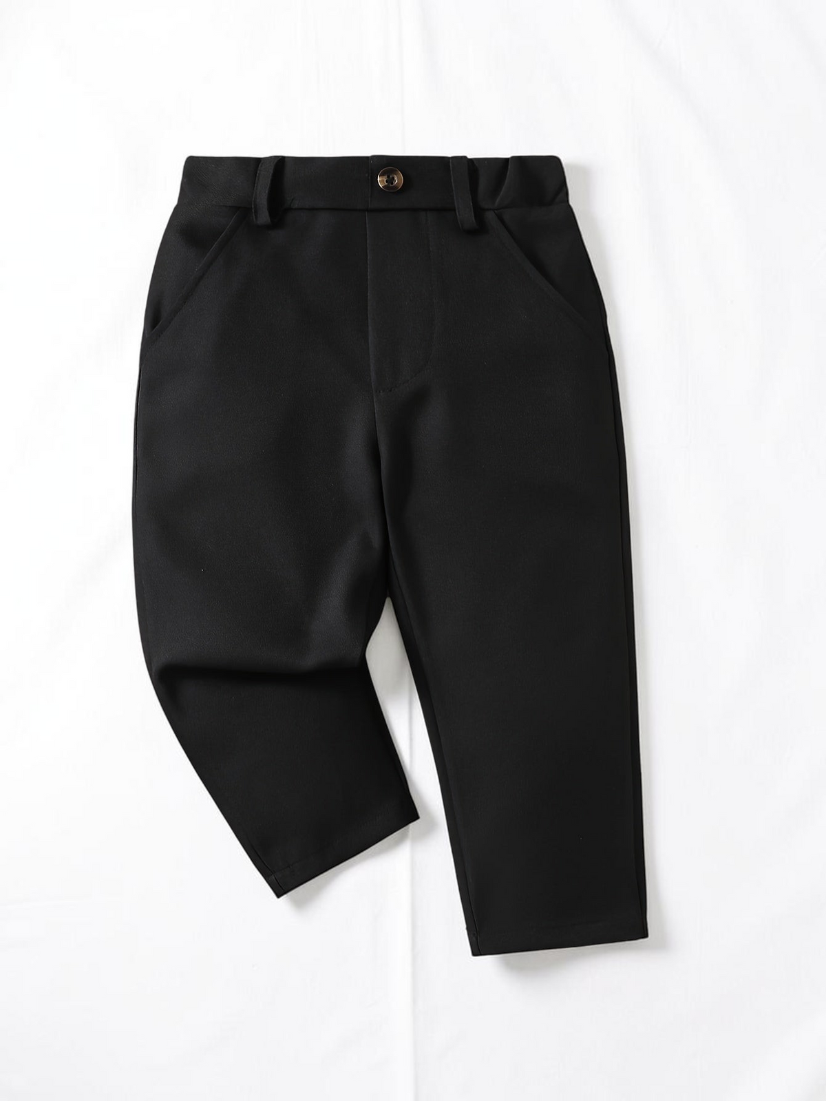 Pantalon de costume noir Le Cocon d'Or pour bébé garçon en polyester tissé avec fermeture à bouton