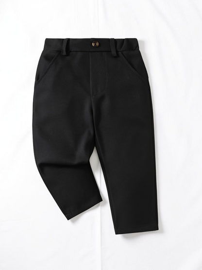 Pantalon de costume noir Le Cocon d'Or pour bébé garçon en polyester tissé avec fermeture à bouton