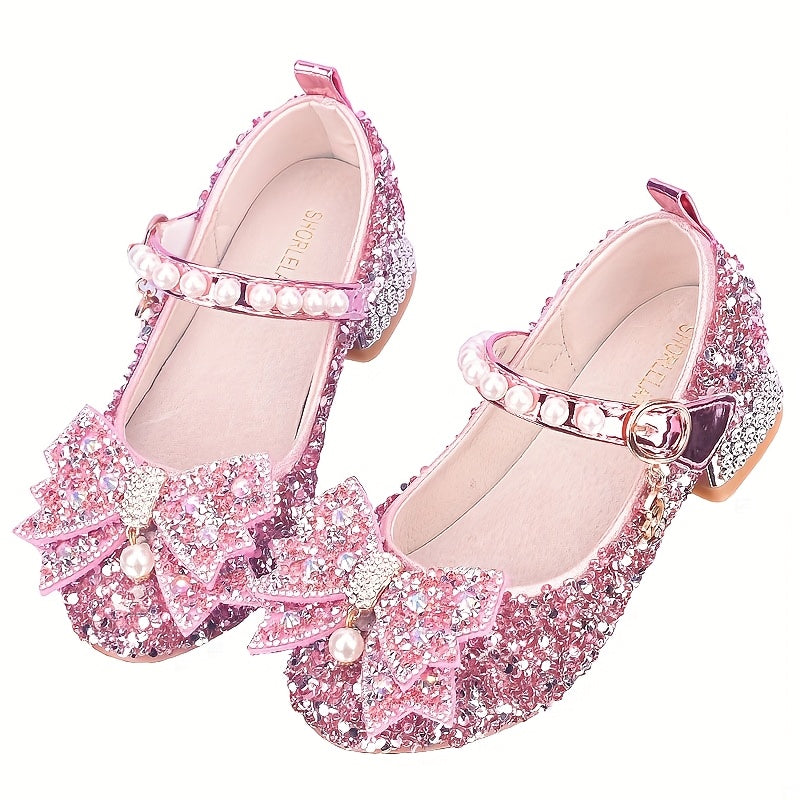 Chaussures de princesse pour filles en argenté, élégantes sur la piste, ballerines cristal pour petites filles, chaussures de robe de demoiselle d'honneur, chaussures de spectacle pour jeunes