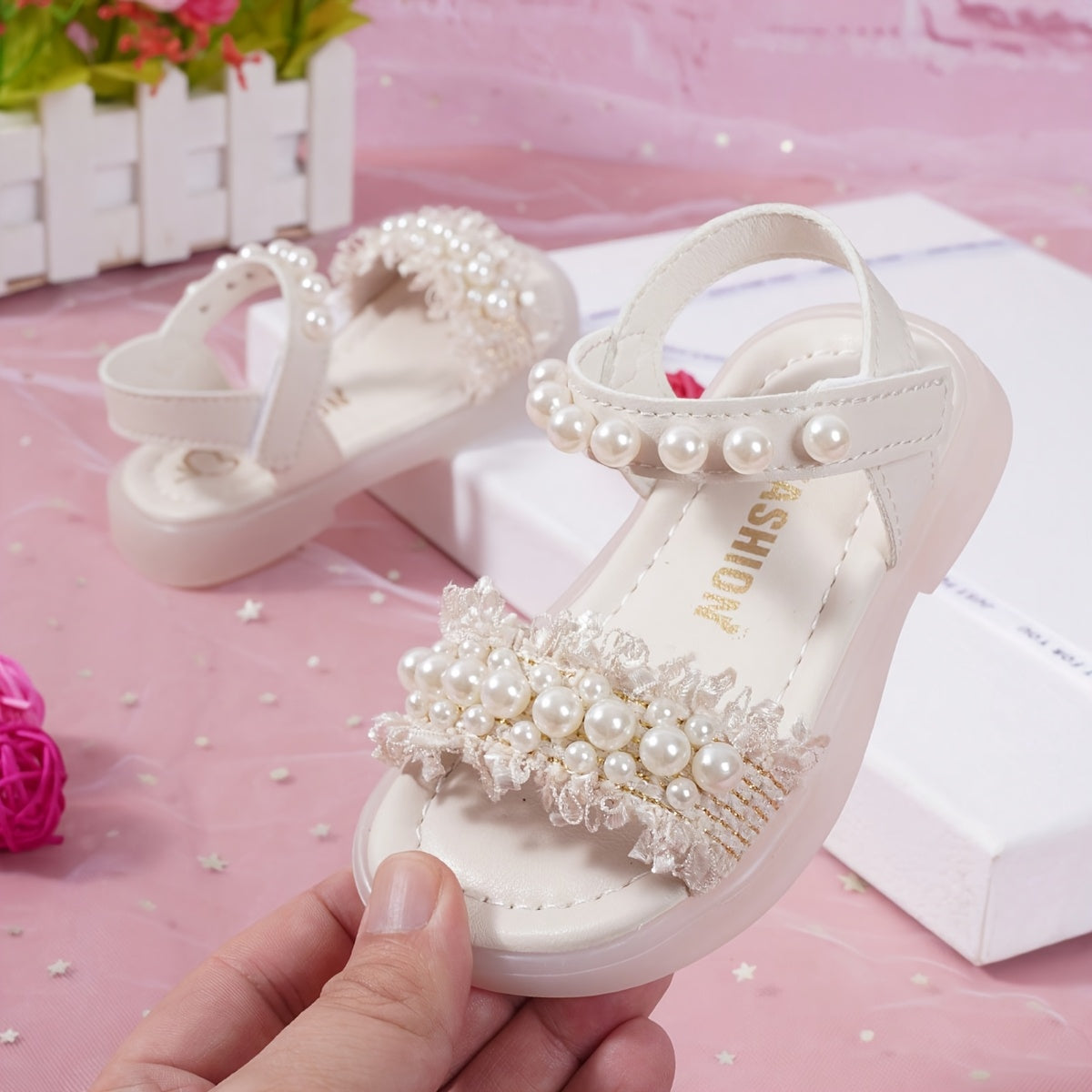 1 Paire de Sandales Princesse à Perles Scintillantes pour Filles - Élégantes, Respirantes et Confortables avec Fermeture, Chaussures d'Été Légères Antidérapantes pour Jeux Intérieurs/Extérieurs, Plage et Tenue Décontractée, Sandales à Bretelles