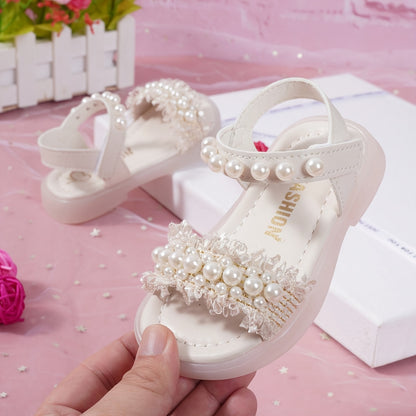 1 Paire de Sandales Princesse à Perles Scintillantes pour Filles - Élégantes, Respirantes et Confortables avec Fermeture, Chaussures d'Été Légères Antidérapantes pour Jeux Intérieurs/Extérieurs, Plage et Tenue Décontractée, Sandales à Bretelles
