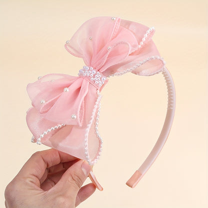 1 serre-tête élégant en tulle avec nœud, style doux, bandeau antidérapant, accessoire de coiffure idéal pour les fêtes et les vacances