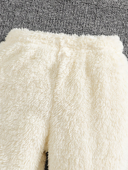Vêtements unisexe pour bébé, ensemble 2 pièces doux et chaud avec imprimé tête d'ours en peluche, tenue de tous les jours pour la maison et l'extérieur