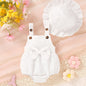 2pcs, Vêtements mignons pour bébés filles, Décontracté, élégant, doux et confortable, Ensemble combinaison et chapeau de couleur unie décoré de nœud, Articles pour bébés, Vêtements pour bébés filles nouveau-nées, Convient pour l'été pour un usage quotidie