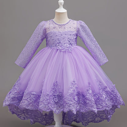 Nouvelle robe de princesse en dentelle de marque tendance, robe à volants brodée pour mariages, anniversaires, piano et autres occasions spéciales
