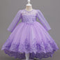 Nouvelle robe de princesse en dentelle de marque tendance, robe à volants brodée pour mariages, anniversaires, piano et autres occasions spéciales