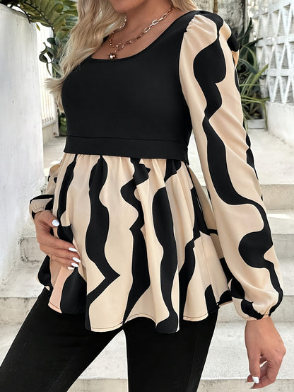Tunique de maternité vintage à col rond et manches longues pour femme, en tricot de polyester, couleur unie, coupe standard, avec une grande élasticité pour le haut à enfiler automne/hiver