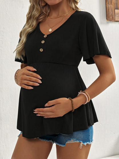 T-shirt de maternité à manches courtes confortable pour femmes, parfait pour le printemps et l'été