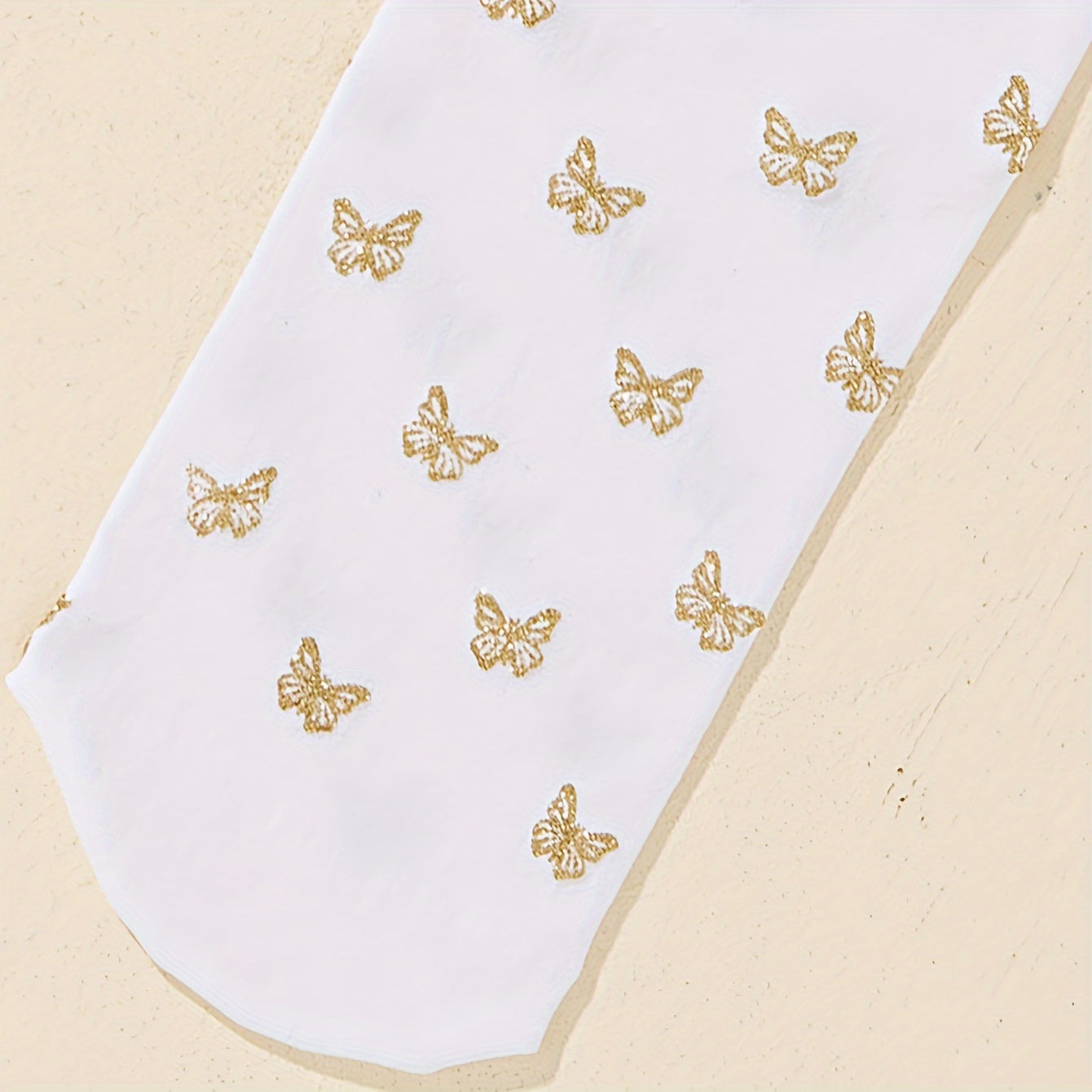 1 paire de collants pieds avec papillons dorés pour fillette en bas âge, respirants et confortables