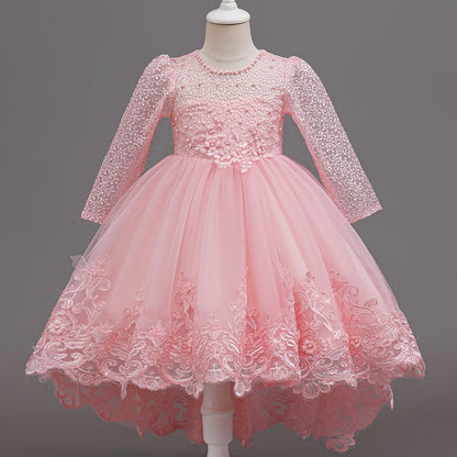 Nouvelle robe de princesse en dentelle de marque tendance, robe à volants brodée pour mariages, anniversaires, piano et autres occasions spéciales
