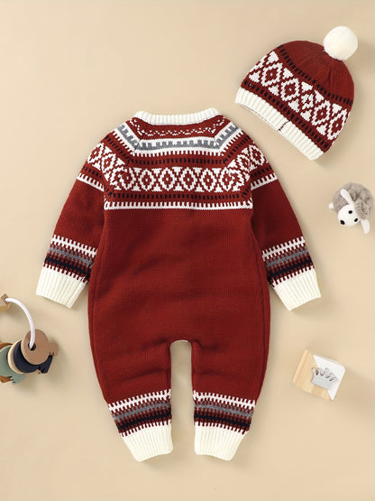 Combinaison-pantalon à manches longues et boutons à motif géométrique pour nouveau-né, adaptée aux bébés garçons et filles, pour une utilisation en intérieur et en extérieur.