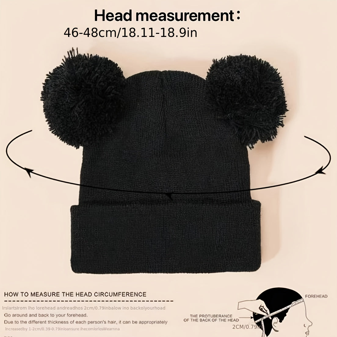 Chapeau tricoté automne-hiver avec double pompon et grand nœud mignon, cadeau de Nouvel An