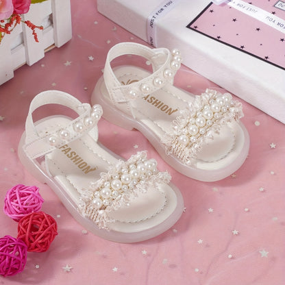 1 Paire de Sandales Princesse à Perles Scintillantes pour Filles - Élégantes, Respirantes et Confortables avec Fermeture, Chaussures d'Été Légères Antidérapantes pour Jeux Intérieurs/Extérieurs, Plage et Tenue Décontractée, Sandales à Bretelles
