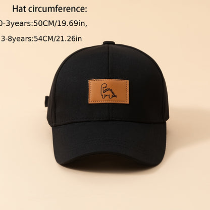 Casquette de baseball pour enfants avec écusson en cuir de dinosaure, adaptée à la  solaire en extérieur et à une tenue décontractée quotidienne