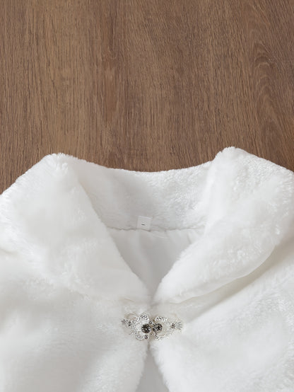 Châle Cardigan Cape pour Fille, à la Mode, Court, à Manches Longues, en Tissu Pelucheux de Couleur Unie, Veste Cardigan d'Hiver Chaude, Vêtement d'Extérieur Cardigan Décontracté, Élégant et Simple
