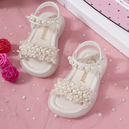 1 Paire de Sandales Princesse à Perles Scintillantes pour Filles - Élégantes, Respirantes et Confortables avec Fermeture, Chaussures d'Été Légères Antidérapantes pour Jeux Intérieurs/Extérieurs, Plage et Tenue Décontractée, Sandales à Bretelles