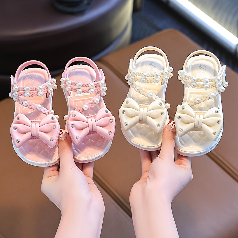 Nouvelles Sandales Princesse pour Bébés Filles, Motif Floral et Matière Verte, Collier de Soie, Perles, Faciles à Enfiler, Légères et Respirantes, Semelle Épaisse Résistante à l'Usure, Amorti Puissant, Sandales Cool et Confortables