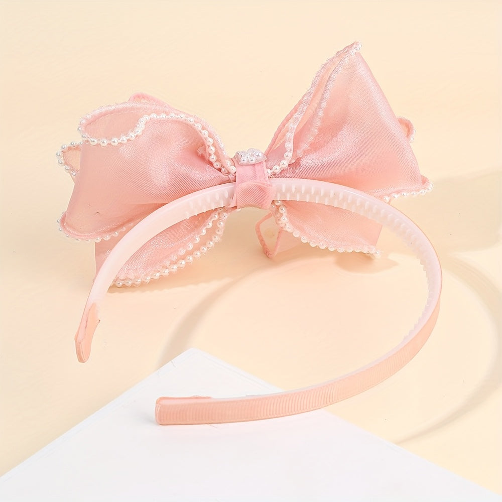 1 serre-tête élégant en tulle avec nœud, style doux, bandeau antidérapant, accessoire de coiffure idéal pour les fêtes et les vacances
