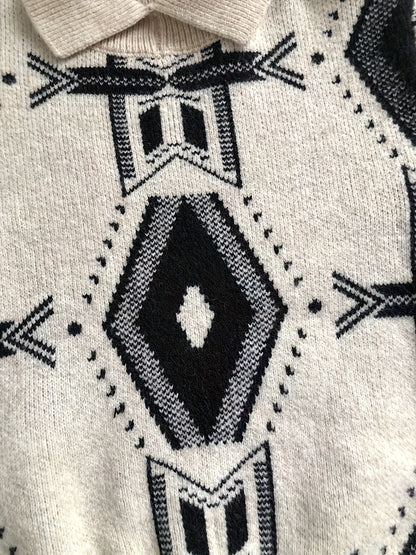 Pull à col montant pour garçons, style rétro décontracté, motif géométrique, épais, d'automne et d'hiver, vêtement d'extérieur