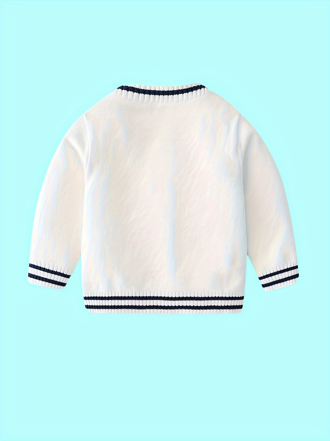 Pull en Tricot pour Enfants Garçons Col en V Cardigan Style Automne Hiver Filles Pull Preppy Haut Bébé Vêtements pour Enfants