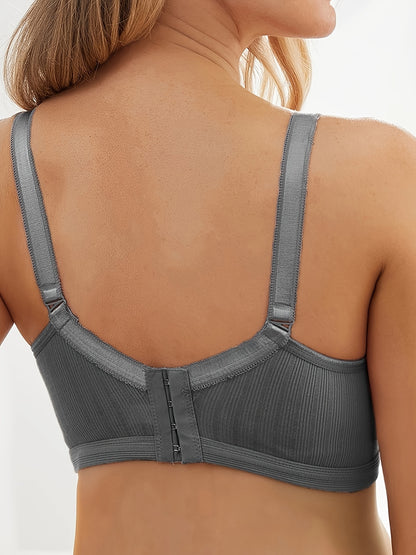 Soutien-gorge d'allaitement sans armatures avec double fermeture à crochets et à œillets, lingerie d'allaitement anti-exposition