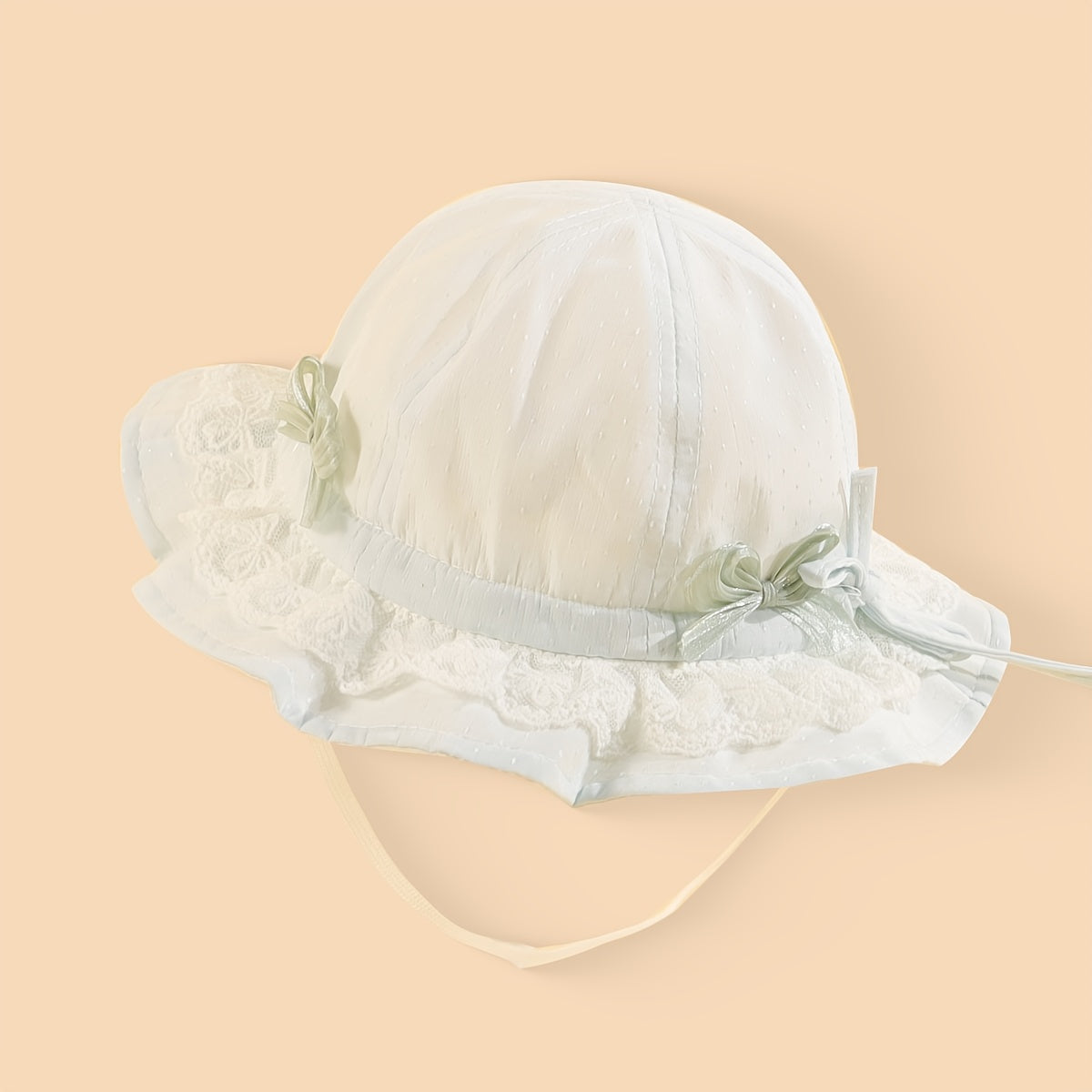 1 chapeau de pêcheur pour bébé, style court, avec nœud et pare-soleil, en dentelle respirante, adapté à toutes les occasions, idéal pour les filles au printemps et en été, pour jouer dehors au quotidien