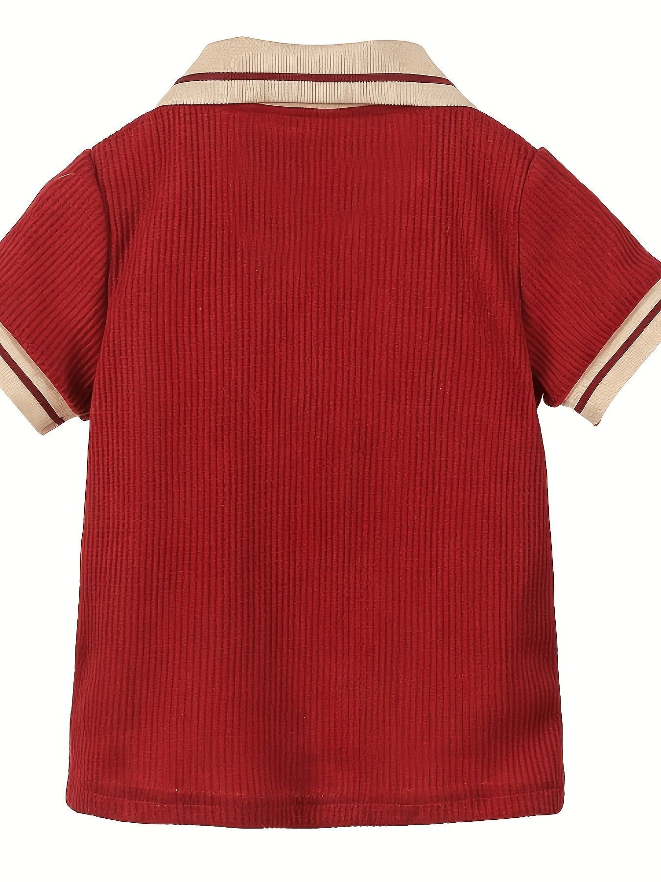 T-shirt polo bébé garçon tendance décontracté, polyvalent, col gaufré classique boutonné, semi-ouvert