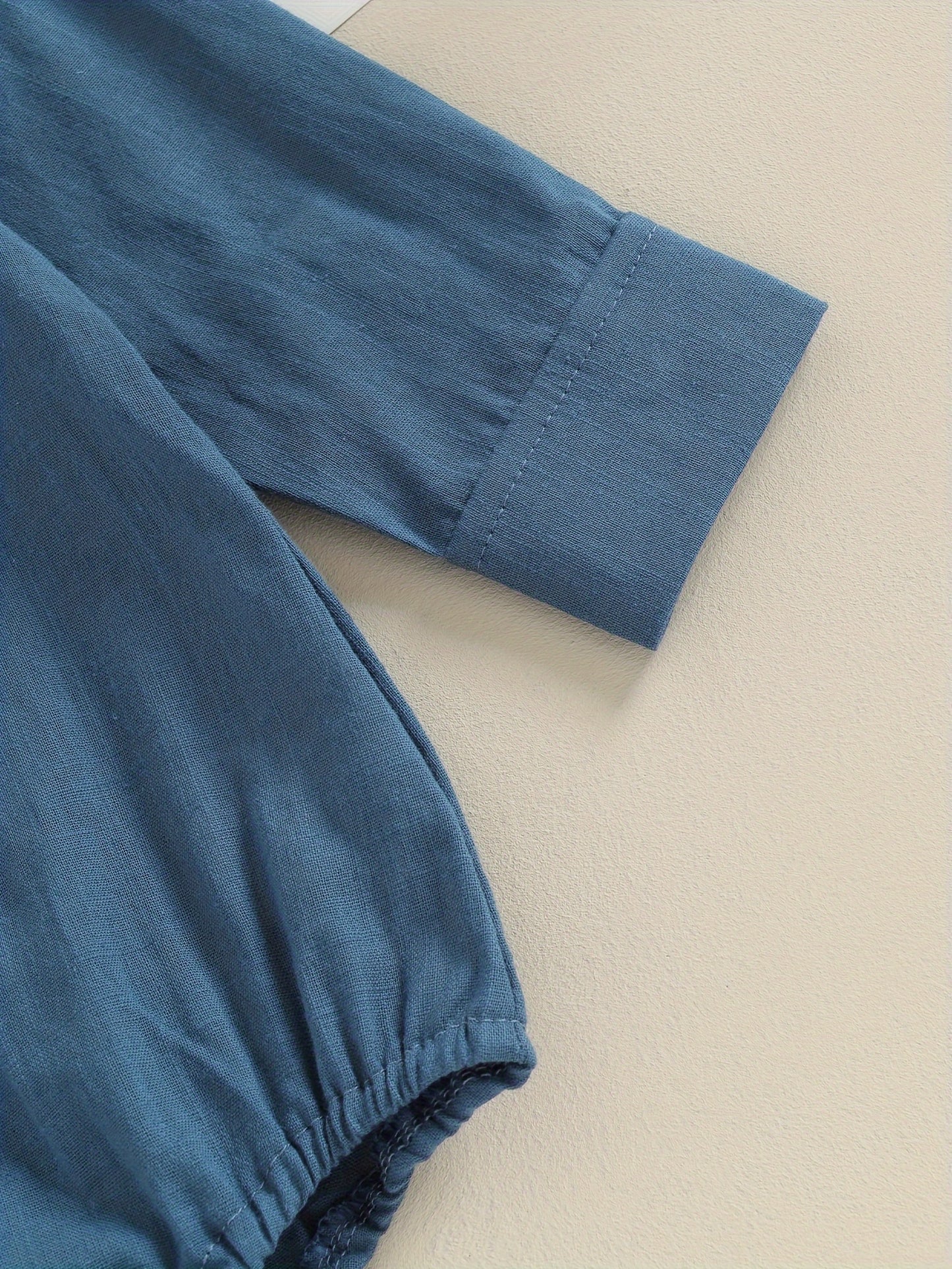 Combinaison Bébé Garçon Gentleman Couleur Unie Manches Longues Revers Boutonnage Avant avec Poche Vêtements Tout-Petit, pour l'Extérieur