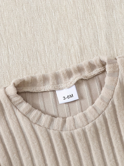 Ensemble bébé garçon tendance : Haut à manches longues rayé/unie + Pantalon long confortable, idéal pour l'extérieur