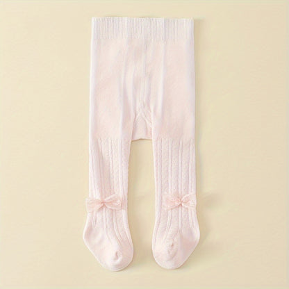 1 leggings pour bébé fille en dentelle de couleur unie avec nœud, idéal pour les anniversaires, les fêtes et le quotidien