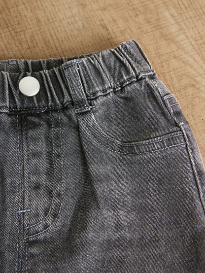 Jeans gris décontractés, confortables et faciles à porter pour bébé fille et garçon, avec ceinture élastique, adaptés à un usage quotidien et polyvalents