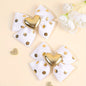 2pcs Pinces à Cheveux Décoratives Cœur Doré avec Nœud et Paillettes, Barrettes Y2K, Accessoires de Cheveux Mignons pour la Saint-Valentin et les Déguisements