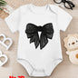 1 pièce Grenouillère bébé "Nœud à paillettes glamour", Barboteuse en coton, Combinaison bébé douillette, Coton respirant, Fermeture à boutons-pression, Vêtement essentiel pour nouveaux parents, Idéal comme cadeau d'anniversaire en plein air, Parfait pour