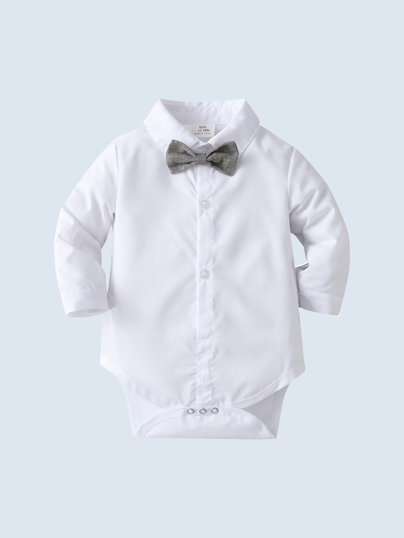Boarnseorl Bébé Blanc Manches Longues Triangle Body Boutonnage Avant avec Nœud Mode Polyvalent pour Combinaison Quotidienne Fête de Vacances, pour Extérieur