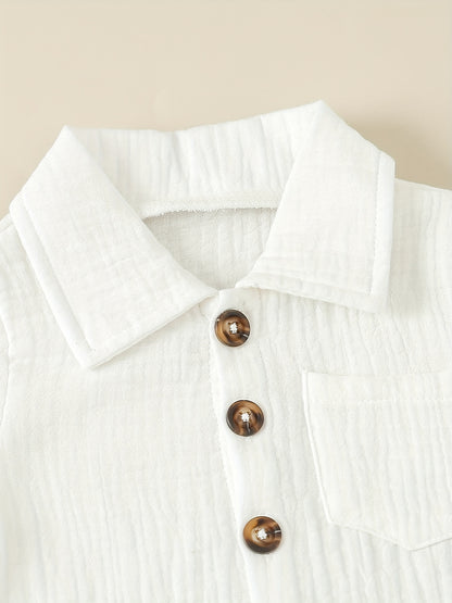 Body à manches courtes pour nouveau-né avec col, barboteuse boutonnée style vintage pour bébés, tenue de crawl confortable et respirante pour garçons et filles, barboteuse d'été facile style Ins pour bébé, pour l'extérieur