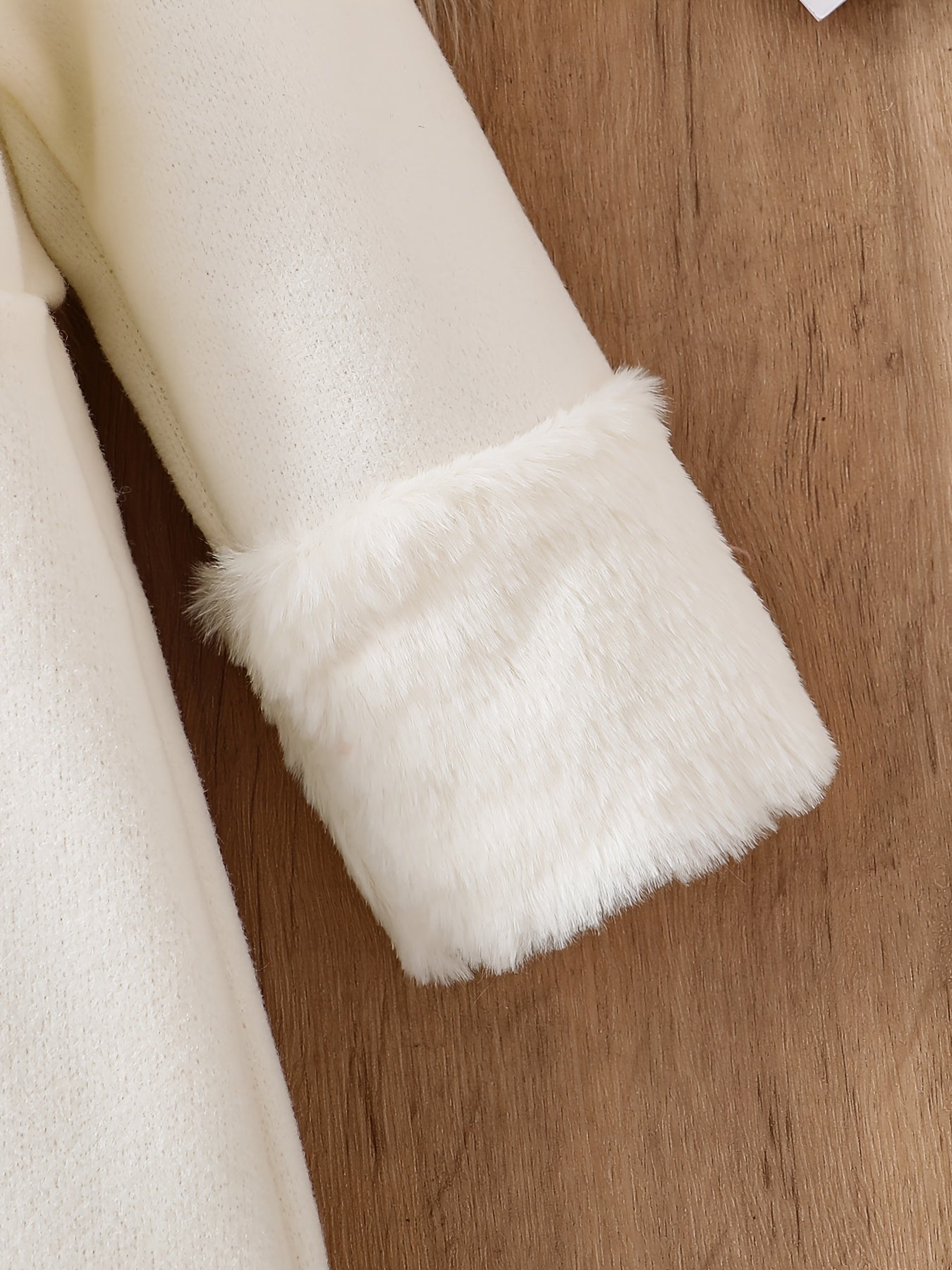 Veste coupe-vent basique décontractée et tendance pour fille, chaude pour l'hiver, pour enfant, de couleur unie, avec une conception simple à cordon de serrage à la taille, des manches à poignets en fausse fourrure et un revers doublé, vêtement d'extérieu