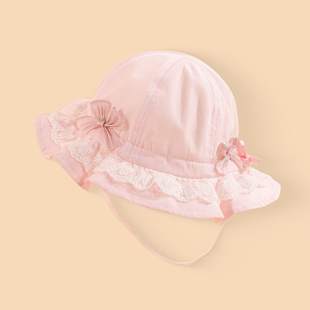 1 chapeau de pêcheur pour bébé, style court, avec nœud et pare-soleil, en dentelle respirante, adapté à toutes les occasions, idéal pour les filles au printemps et en été, pour jouer dehors au quotidien