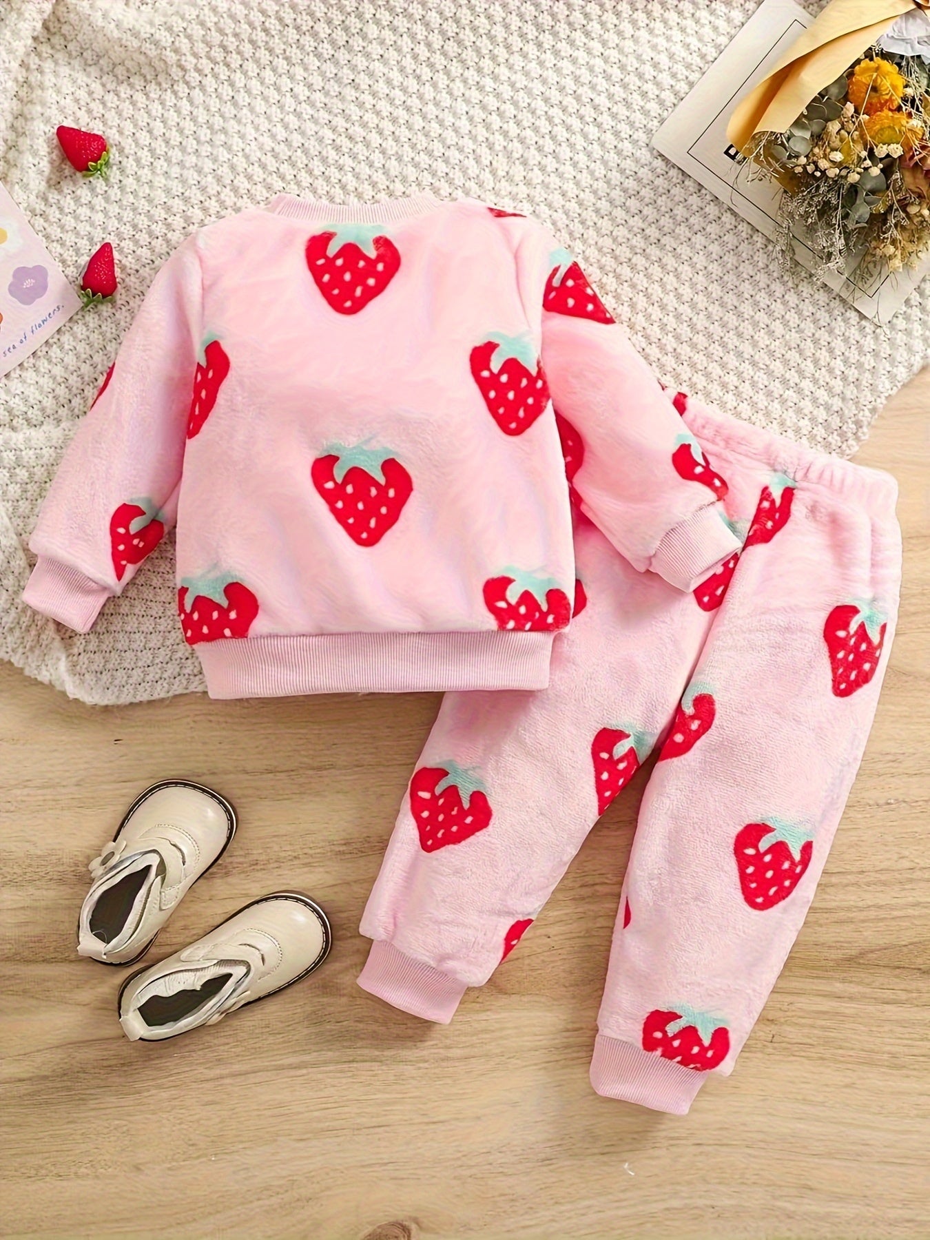Costume en Flanelle Épaisse à la Mode pour Enfants pour Filles, Ensemble Deux Pièces pour Automne et Hiver, Nouveau Style de Sous-vêtements pour Enfants