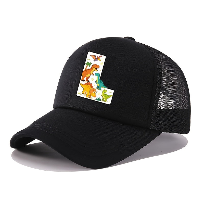 Casquette de baseball 2026 Nouveau Graffiti Dinosaure Lettres Éponge Maille Filles et Garçons Baseball Printemps et Été Nouveau Pare-Soleil Camionneur Cheveux Extérieur Chapeau de Sport Maille Respirant Pare-Soleil Chapeau de Golf Sœur et Frère Chapeau Ca