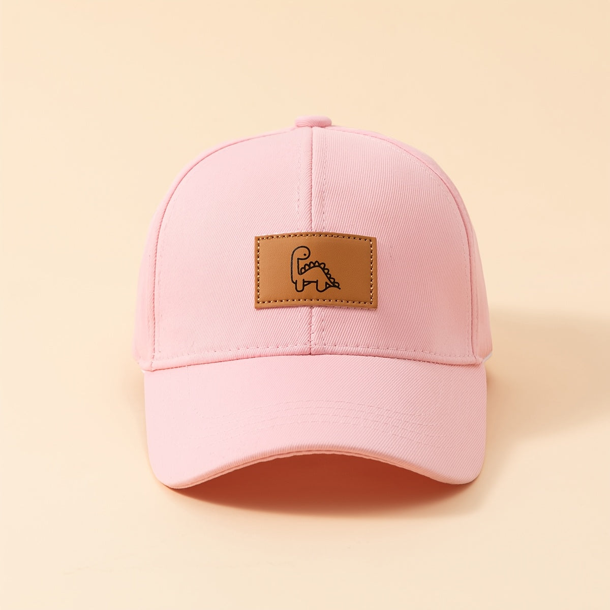 Casquette de baseball pour enfants avec écusson en cuir de dinosaure, adaptée à la  solaire en extérieur et à une tenue décontractée quotidienne