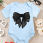 1 pièce Grenouillère bébé "Nœud à paillettes glamour", Barboteuse en coton, Combinaison bébé douillette, Coton respirant, Fermeture à boutons-pression, Vêtement essentiel pour nouveaux parents, Idéal comme cadeau d'anniversaire en plein air, Parfait pour