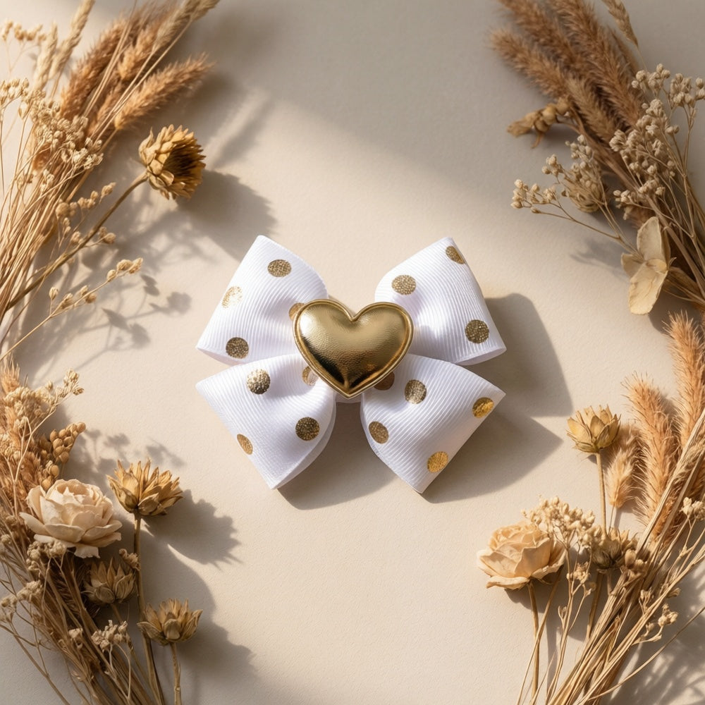 2pcs Pinces à Cheveux Décoratives Cœur Doré avec Nœud et Paillettes, Barrettes Y2K, Accessoires de Cheveux Mignons pour la Saint-Valentin et les Déguisements