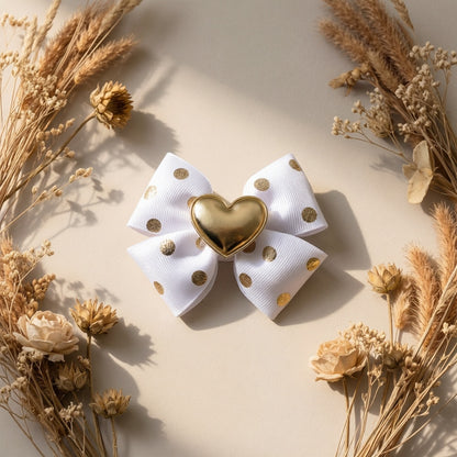 2pcs Pinces à Cheveux Décoratives Cœur Doré avec Nœud et Paillettes, Barrettes Y2K, Accessoires de Cheveux Mignons pour la Saint-Valentin et les Déguisements
