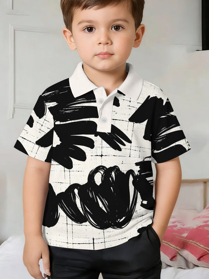 [Nouvelle Collection] Imprimé – Design aléatoire numérique sans texture, tenue tendance, mode printemps été, vêtement polyvalent, manches courtes, décontracté, polo pour sorties