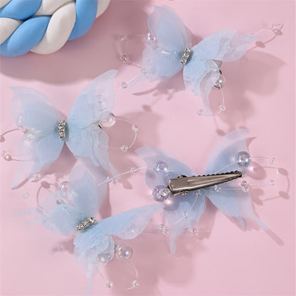 25/5 pièces Barrettes Papillon 3D Mignonnes pour Ados Filles - Accessoires Cheveux Dégradé Pastel Violet & Rose à Couches en Filet, Barrettes Style Printemps Été Extérieur, Épingles à Cheveux en Forme de Papillon (Cadeau Saint-Valentin)