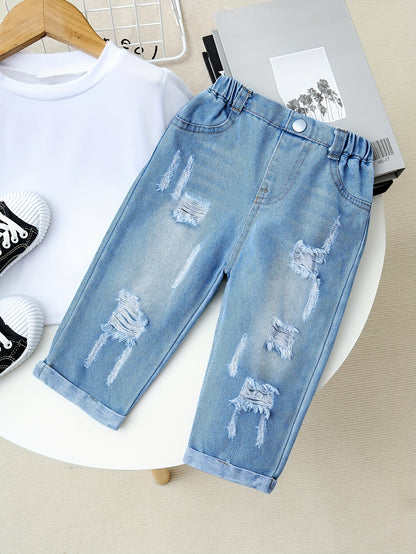 Pantalons Longs en Denim Déchiré pour Filles