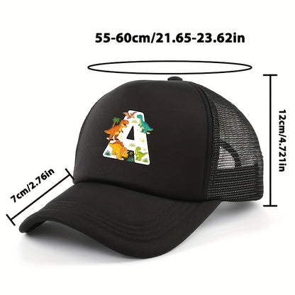 Casquette de baseball 2026 Nouveau Graffiti Dinosaure Lettres Éponge Maille Filles et Garçons Baseball Printemps et Été Nouveau Pare-Soleil Camionneur Cheveux Extérieur Chapeau de Sport Maille Respirant Pare-Soleil Chapeau de Golf Sœur et Frère Chapeau Ca