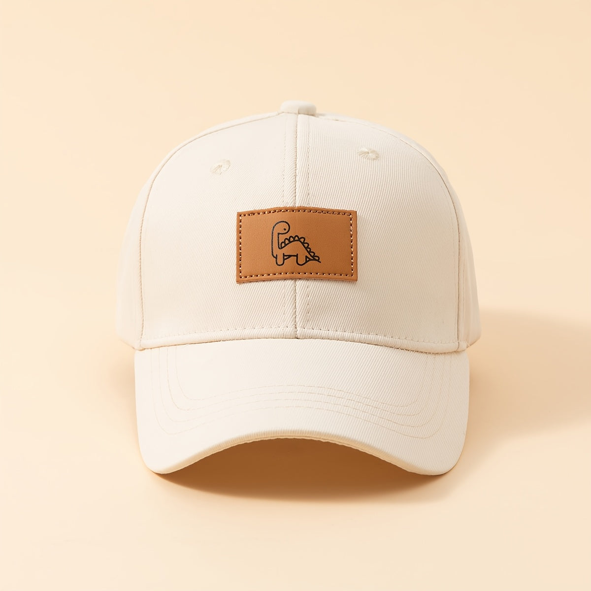 Casquette de baseball pour enfants avec écusson en cuir de dinosaure, adaptée à la  solaire en extérieur et à une tenue décontractée quotidienne