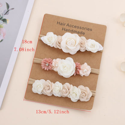 3 bandeaux élastiques floraux, ensemble de bandeaux beige frais et polyvalents
